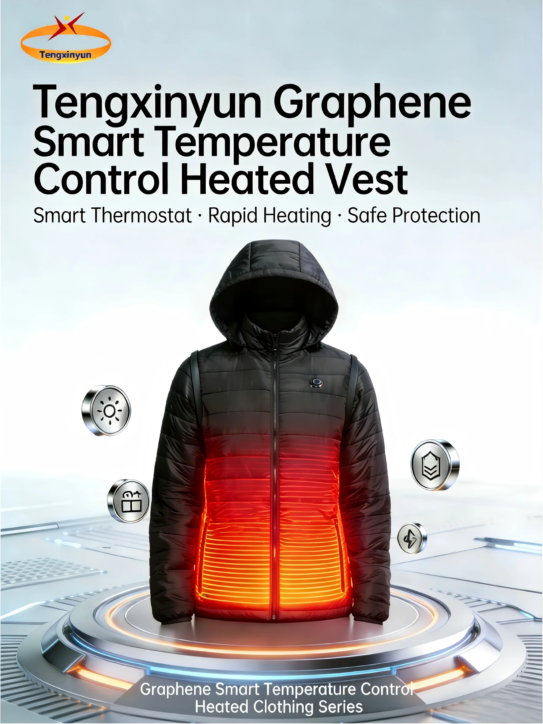 Tengxinyun Graphene Technology Intelligent Temperature Control Warmth-Keeping Anti-Cold Anti-Hypothermia Jacket USB Powered H