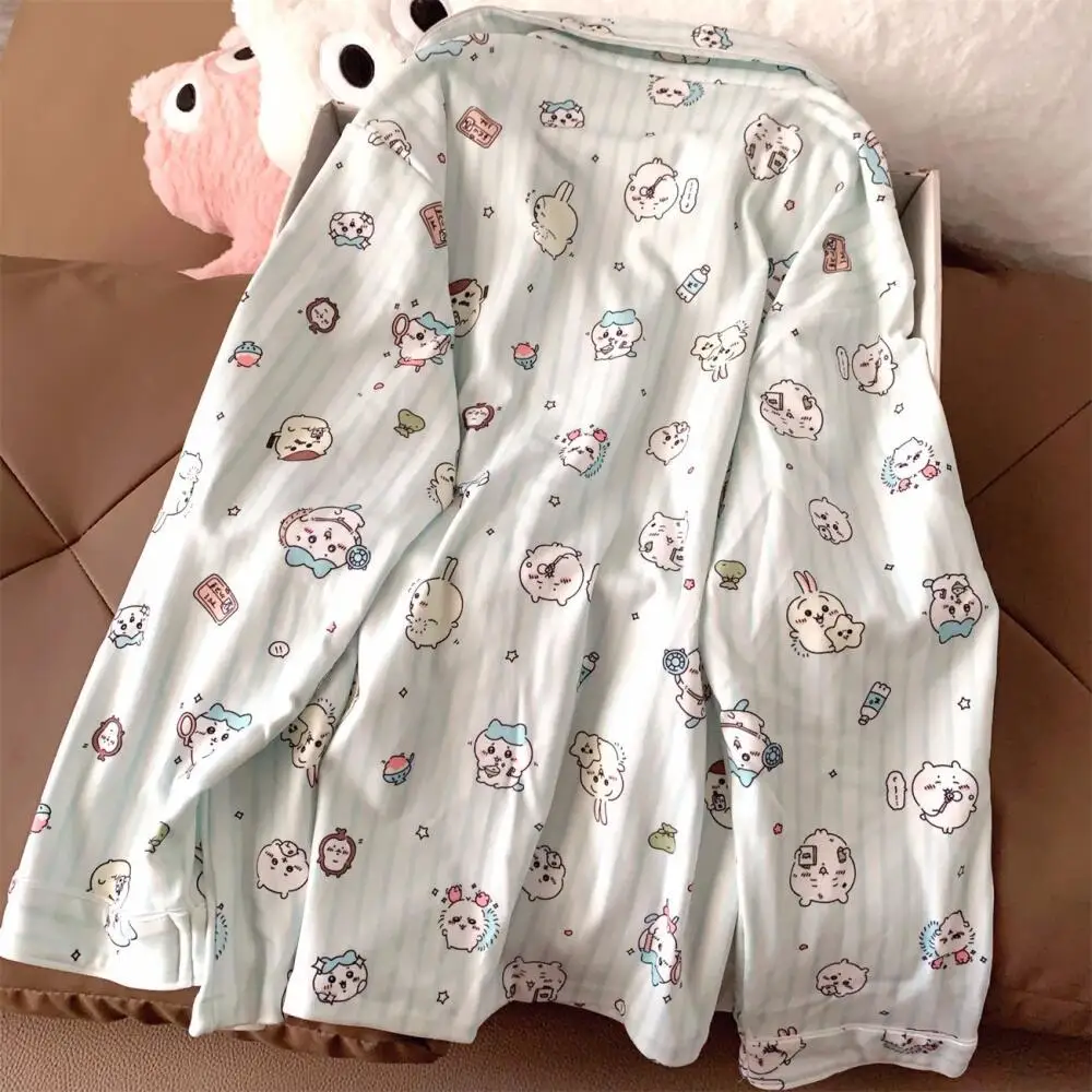 Autumn Chiikawa Cotton Pajamas Suit Cartoon Hachiware Usagi Girls Homewear Anime Women Long Sleeved Pants Kawaii Loose Nightwear