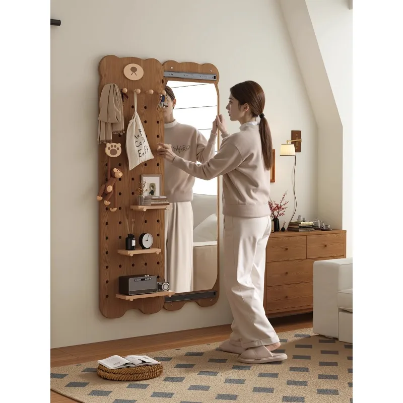 Bear hole board full-length mirror Hidden push-pull full-body mirror Household closed wall-mounted entrance fitting mirror