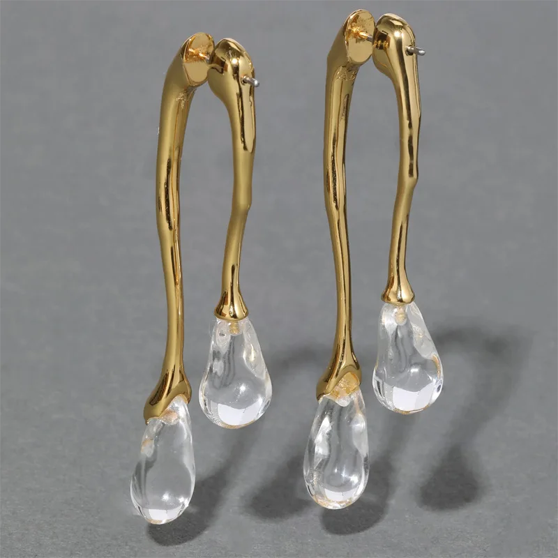 1 Pair of Fashionable Resin Droplet Shaped Pendant Earrings, Women's Personalized Front and Back Hanging Earrings Jewelry