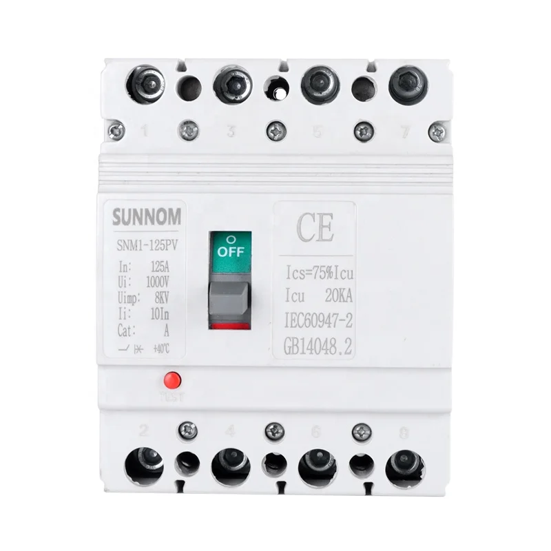 SNM1-125PV 4 poles 125Amp DC Molded Case Circuit Breaker Circuit Breaker 1000V Safety Overcurrent DIN Rail MCCB