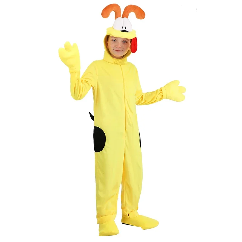 Children Cute Yellow Cartoon Dog Halloween Costume Jumpsuit Kids Odie Cosplay Costume