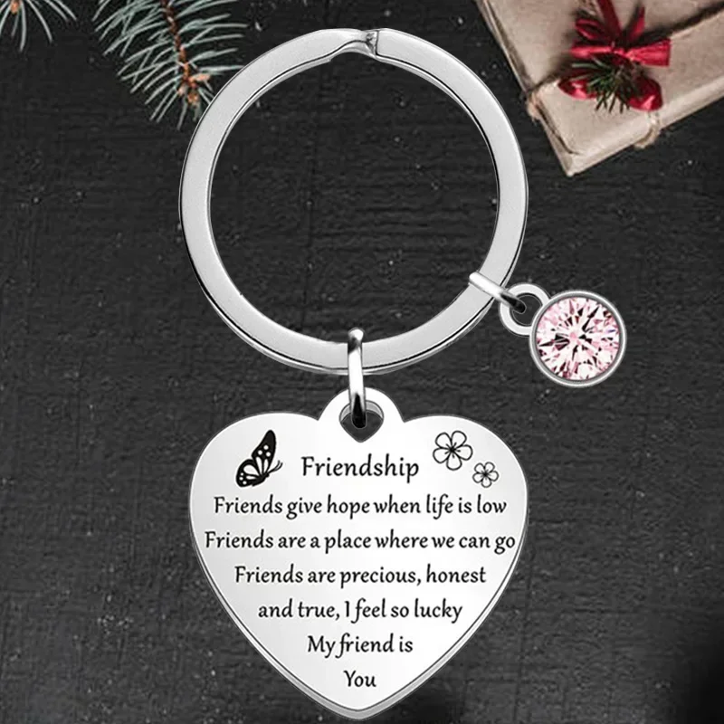 Cute BFF Best Friend Thank You Gift Keychain Friendship Gifts Key chain Keyring Holder Friend Appreciation Gifts