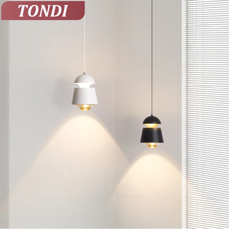 

Minimalist LED Bedside Lamp Bedroom Study Room Decoration Bedside Pendant Light Black/White Hanging Lamp Home Indoor Lighting