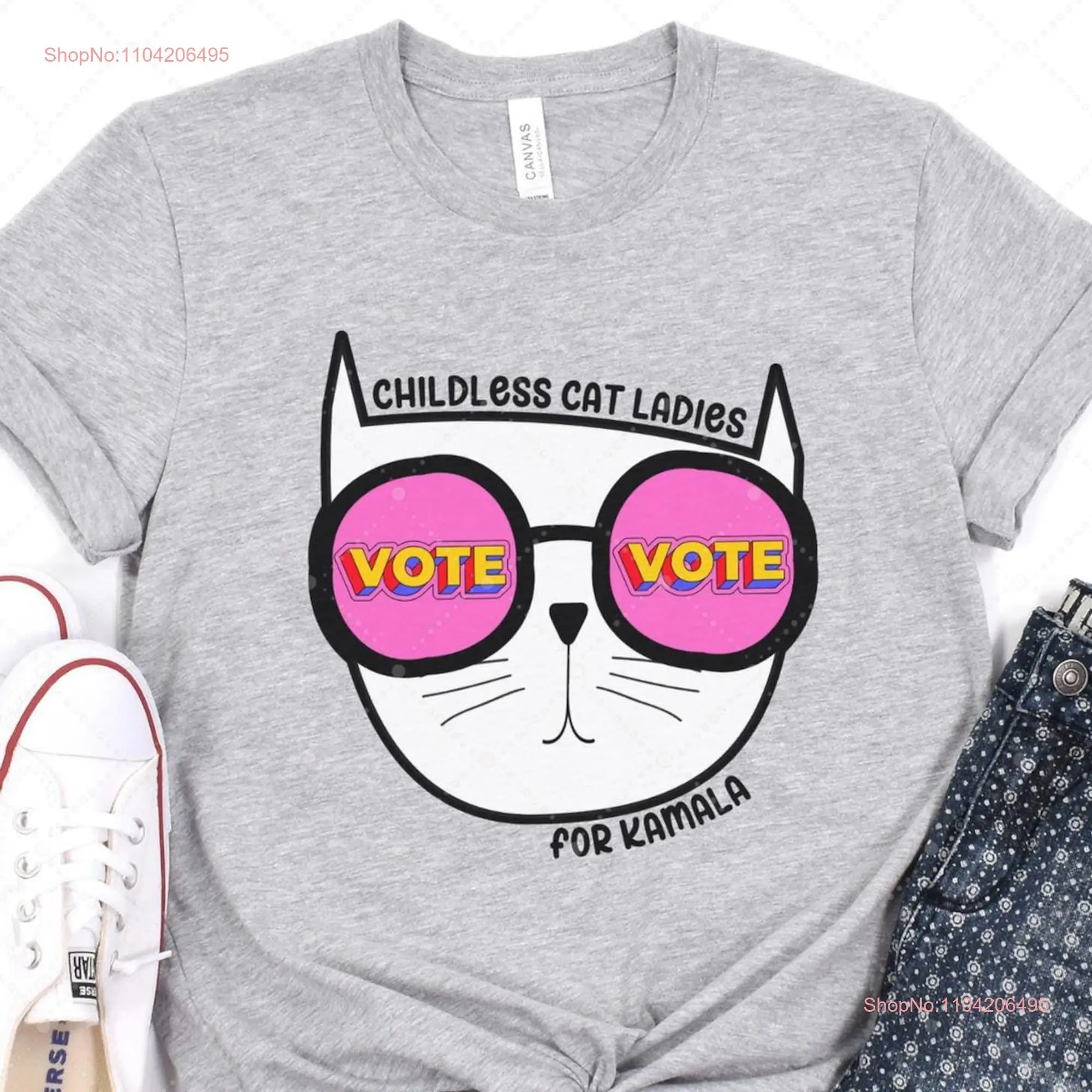 Childless Cat Ladies For Kamala T Shirt Rally Mom Harris 2024 PresidenT long or short sleeves