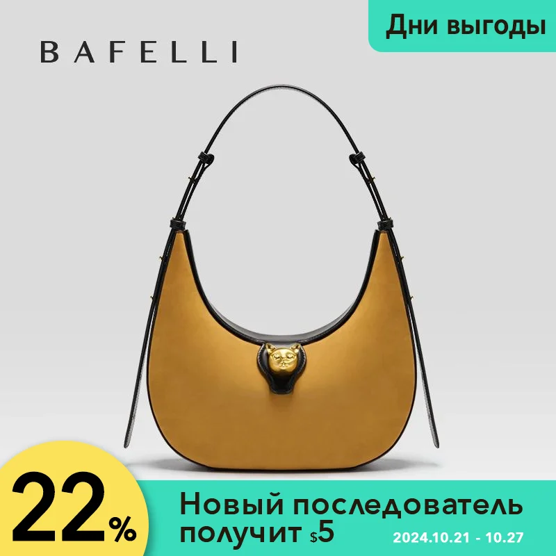 

BAFELLI 2024 NEW WOMEN'S HANDBAG CAT SERIES GENUINE LEATHER LUXURY BRAND FASHION RETRO STYLE SHOULDER HOBOS FLAP BAGS FEMALE