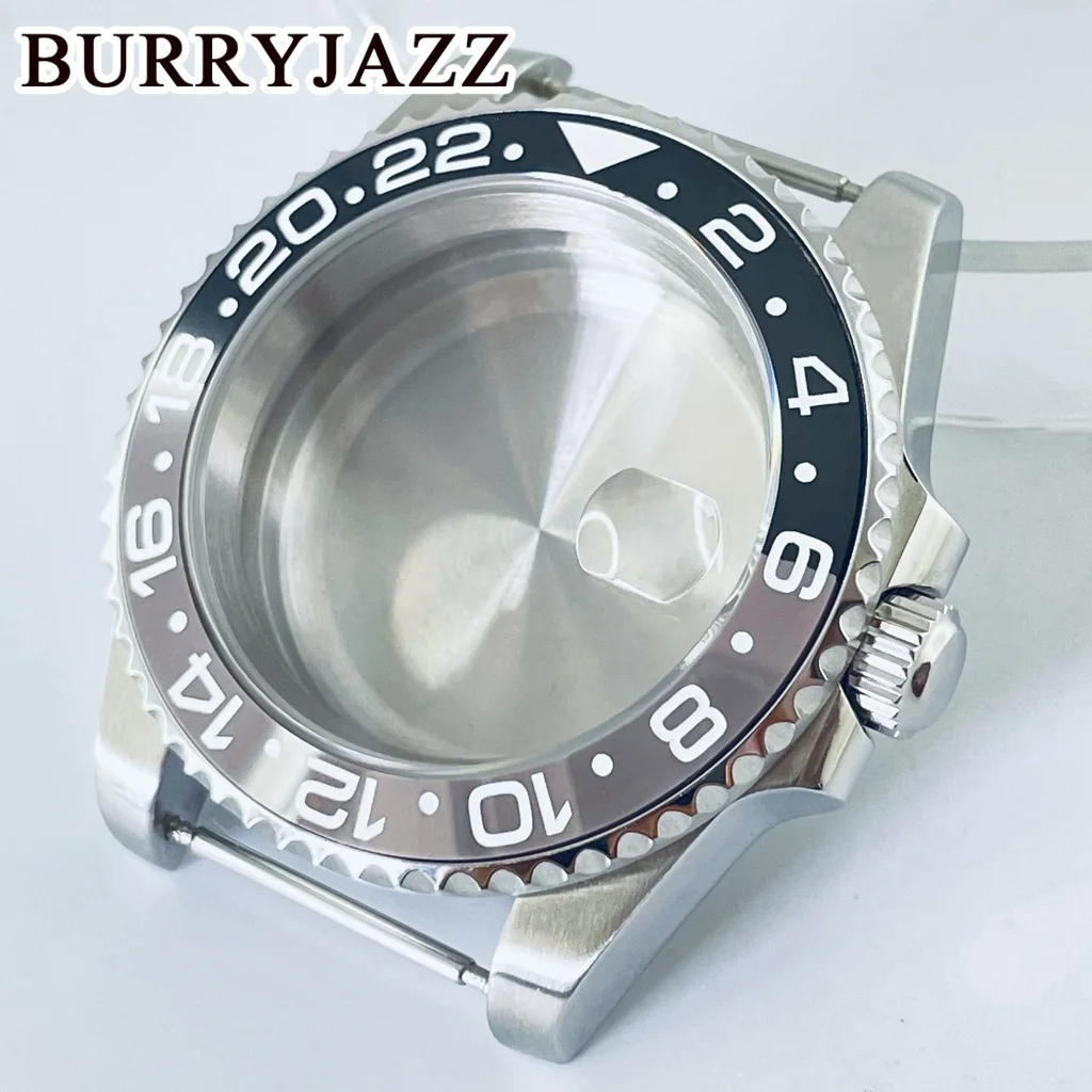 Burryjazz 40มม. GMT เคส NH35 NH36 NH38 NH34 NH70 NH72 ETA2824 PT5000เคสแซฟไฟร์ฝาดอกสว่านหัวเพชร
