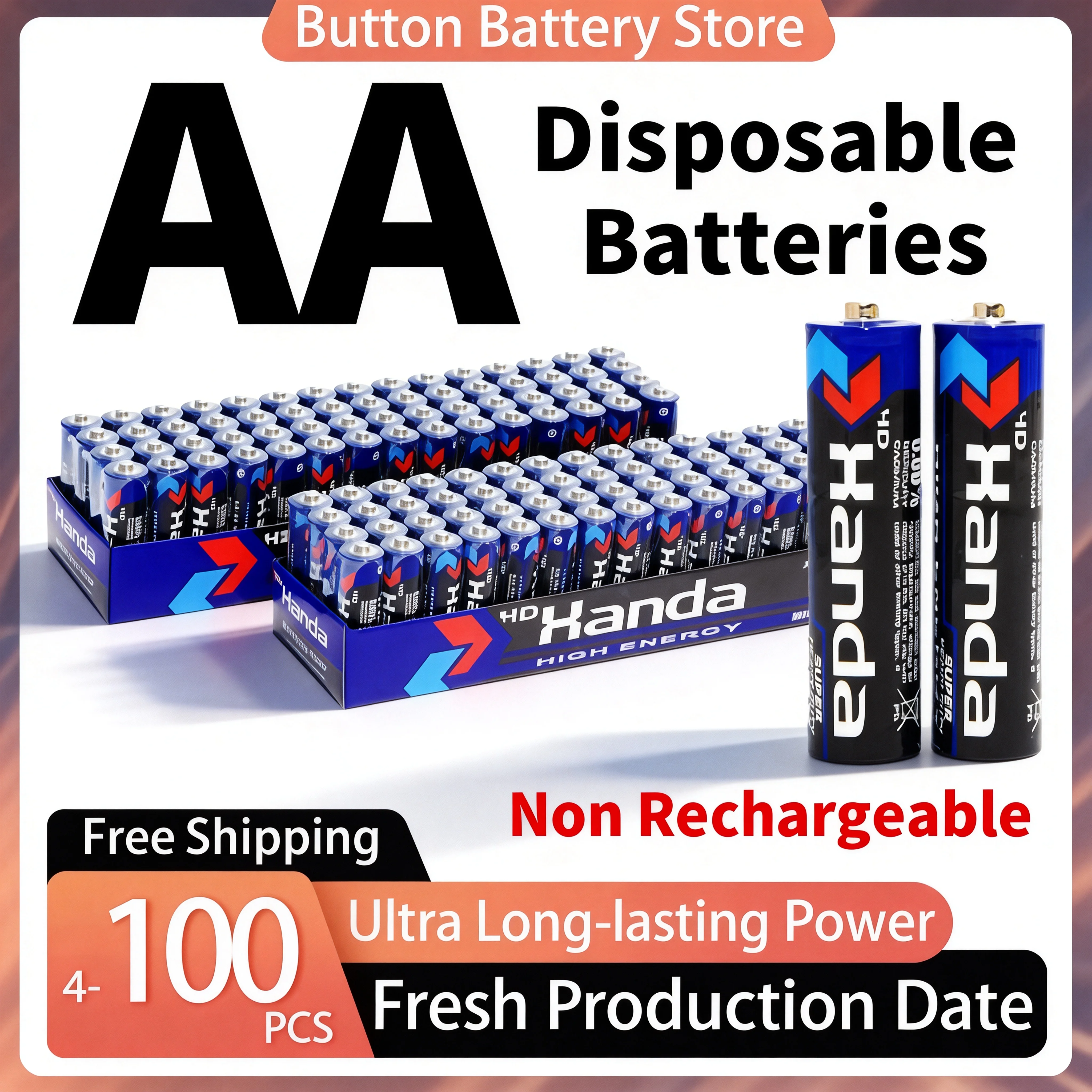 

AA Disposable Batteries 1.5V Carbon Zinc Long-Lasting Power for Remote Control Clock Toy Flashlight Smoke Detector