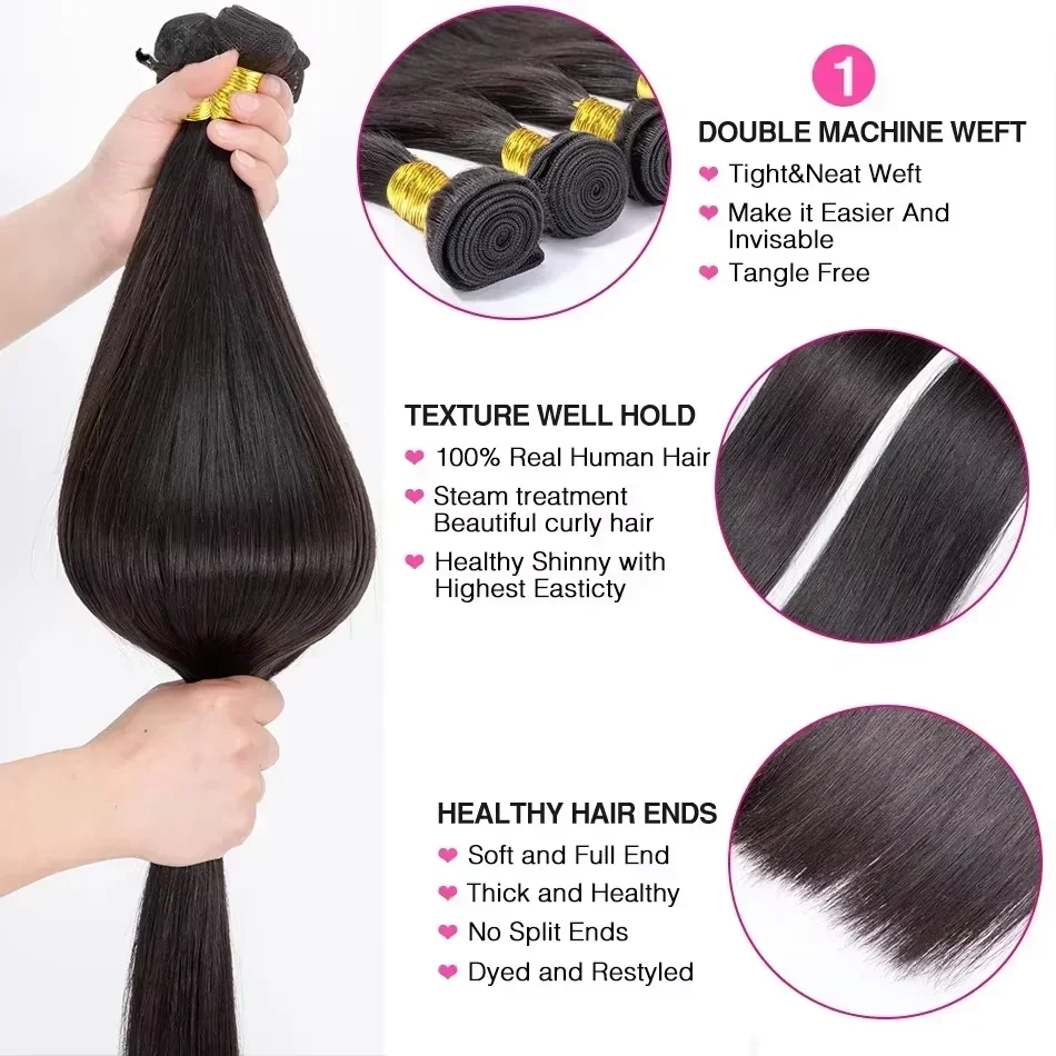 Indian Hair 10-30 Inch Bone Straight 100% Human Hair Weave Bundles Natural Color Remy Hair Extension 1/2/3/4 Bundles Weft