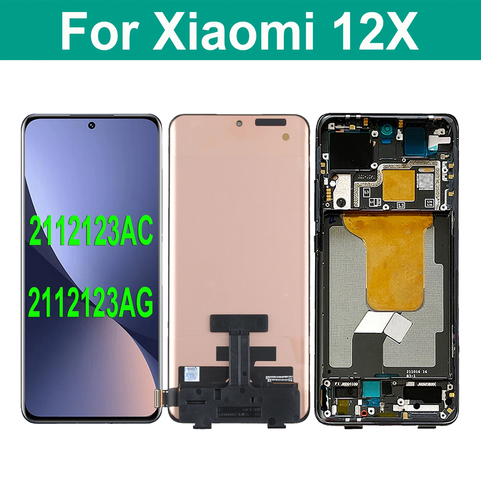 

AMOLED For Xiaomi 12X 2112123AC 2112123AG LCD Display Touch Screen Replacement Digitizer Assembly