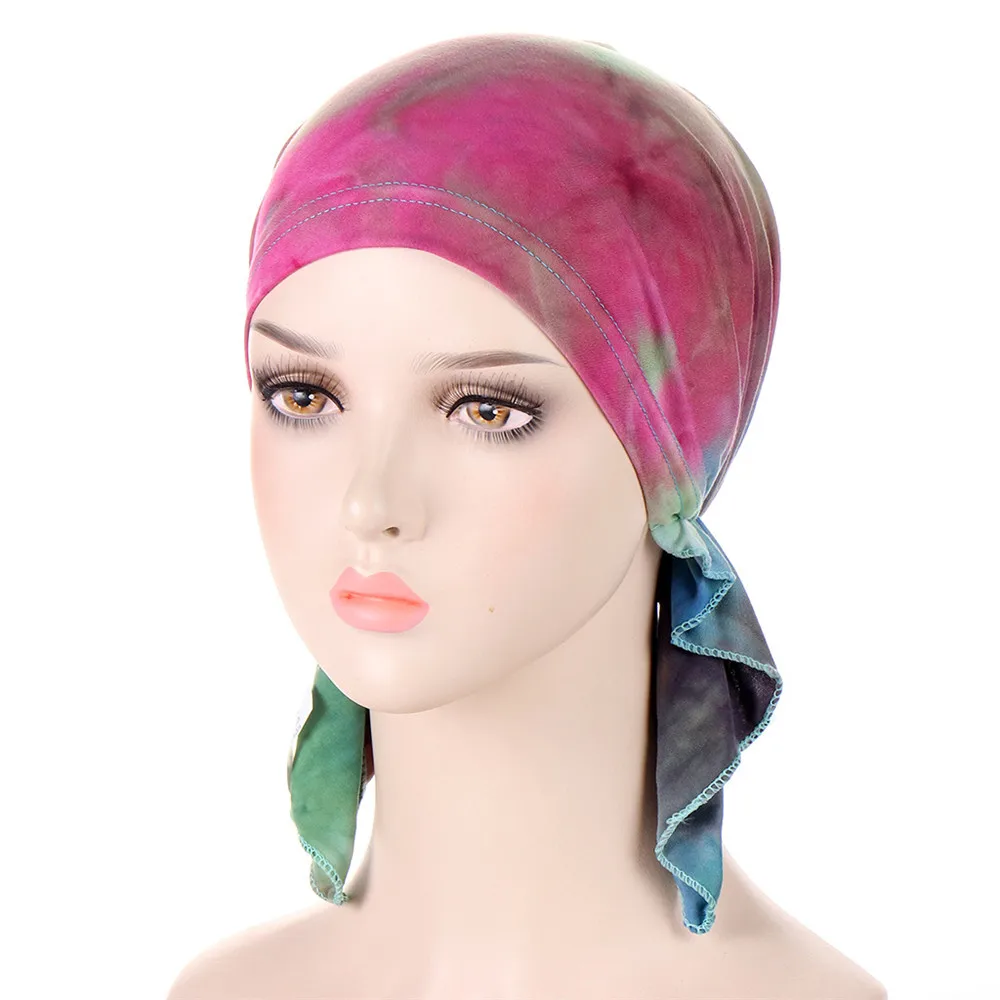 2024 New Fashion Printed Women Inner Hijab Caps Muslim Turban Caps Head Scarf Bonnet Ladies Under Hijab Scarf Turbante Mujer