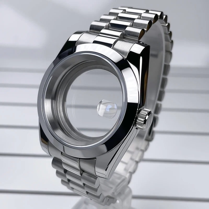 NH35 Case 39mm DJ Bezel Sapphire Glass Mirror Stainless Steel President Bracelet Suitable For NH35 NH36 Seik Movement Mod Parts image 2