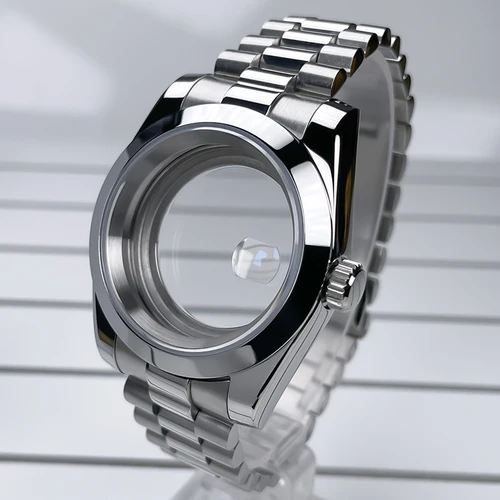 Imagen 2 del producto Caja NH35 de 39mm con bisel de DJ, espejo de cristal de zafiro, pulsera presidencial de acero inoxidable adecuada para piezas de Mod de movimiento Seik NH35 NH36