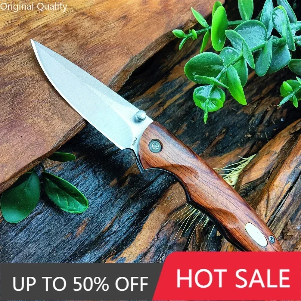 

Folding Tactical Pocket Knife 440C Stainless Steel Wooden Handle Outdoor Self-defense EDC Hunt Camping Multi-tools Ball Bearing