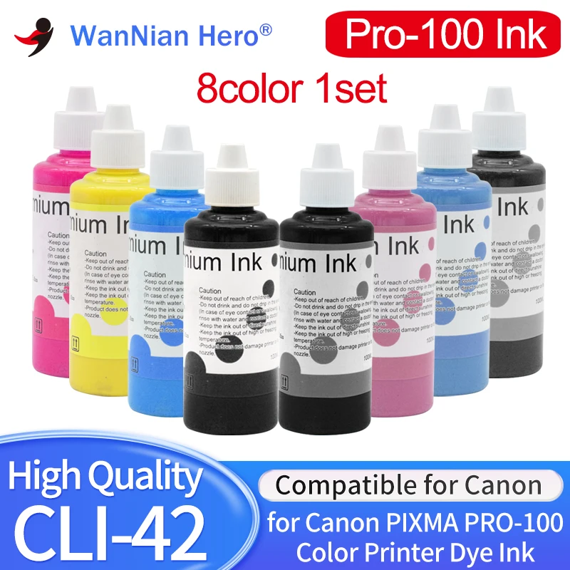 1set 100ML Refill Dye Ink for Canon CLI-42 Refill Ink Cartridge for Canon PIXMA Pro-100 Pro 100 Printer PRO100 PRO-100 CLI42 Ink