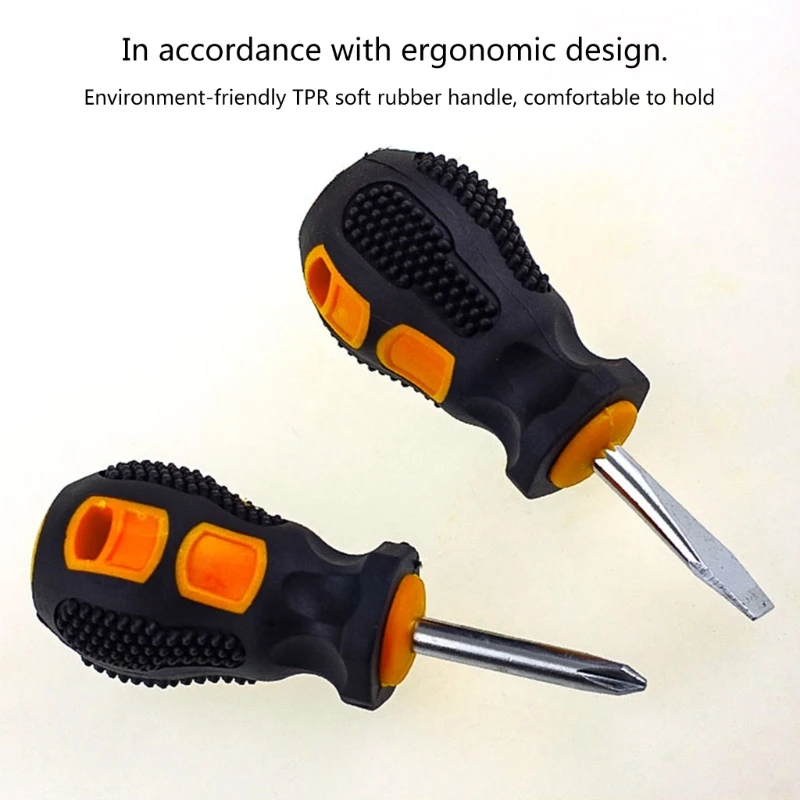 2PCS Short Handle Screwdriver Set Mini Portable Radish Head Flat Automotive Manual Dropshipping