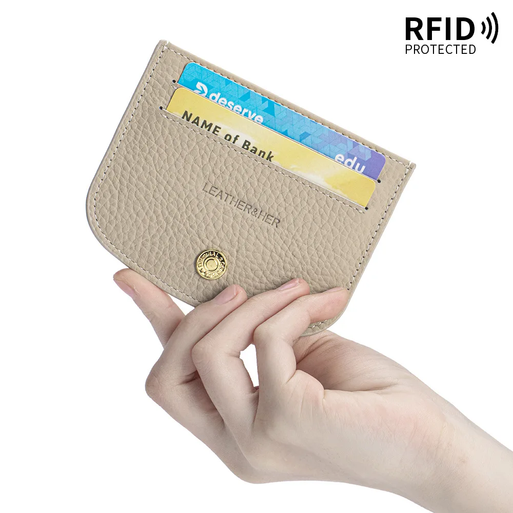 محافظ حامل بطاقات جلدية بسيطة تحجب RFID حافظة بطاقات الائتمان النحيفة، 4 فتحات للبطاقات، محفظة جيب أمامية رفيعة