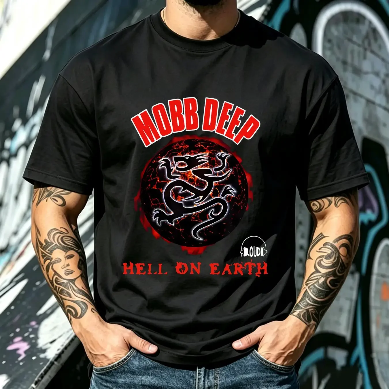 washed T Shirt Hell On Earth Mobb Deep Hip Hop Front Lines Drop A Gem 'Em Vintage vintage Washed graphic Slightly Stylish