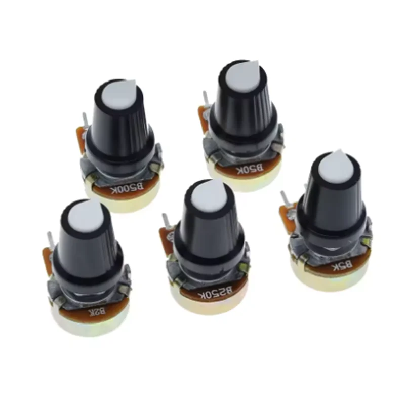 1Set WH148 1K 10K 20K 50K 100K 500K Ohm 15mm 3 Pin Linear Taper Rotary Potentiometer Resistor for Arduino with AG2 White Cap