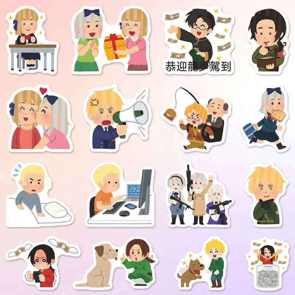 محور القوى Hetalia Irasutoya أنيمي ملصق إيفان فرانسيس ملصقات اللوازم المدرسية طالب القرطاسية المحمول جراب هاتف ديكور #4