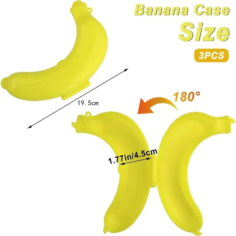 3pcs Banana Protector Box Outdoor Travel Cute Portable Fruit Freshness Storage Holder Lunch Fruit Container Trip Candy Snack Box