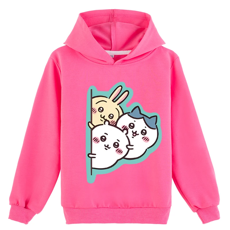 Sweat-shirt à capuche confortable pour tout-petits, pull-over Anime, hauts à manches longues en coton Chiikawa pour 2 à 14 ans
