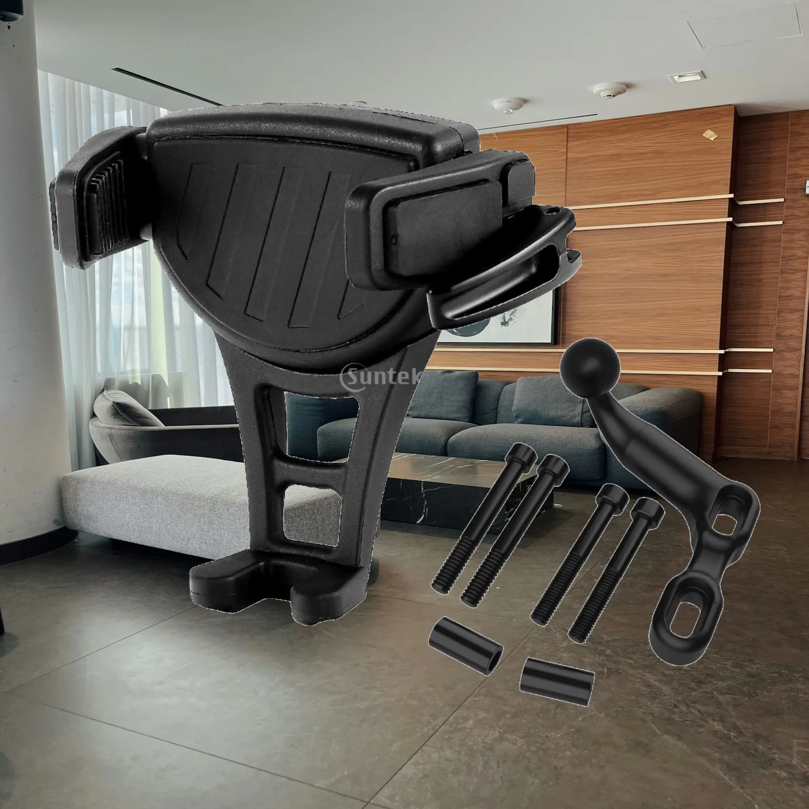 Motorcycle Phone Mount with Offset Base Wide Compatibility Phone Holder with Offset Perch Mount Non-Slip Secure