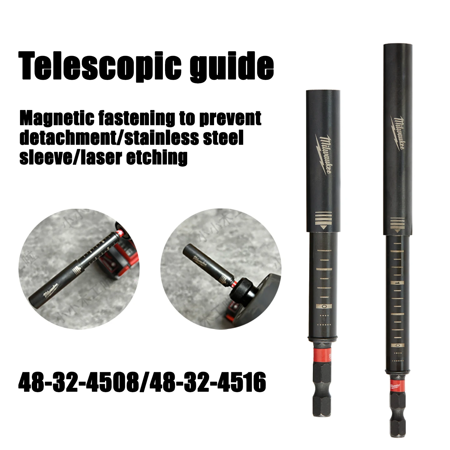 Milwaukee skalierbarer Magnetführung, Verlängerungsstange für elektrische Bohrer, Zubehöradapter für Elektrowerkzeuge 48-32-4508/48-32-4516 – Detail 4