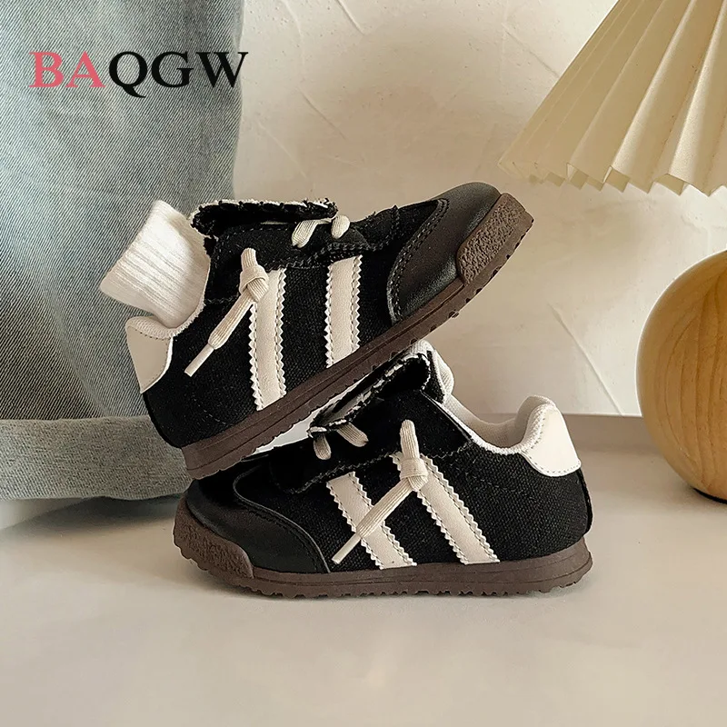 Leopard Print Fashion Sneakers Children Fashion Casual Kids Platform Sports Striped Shoes Low Comfortable Vulcanized Sneakers