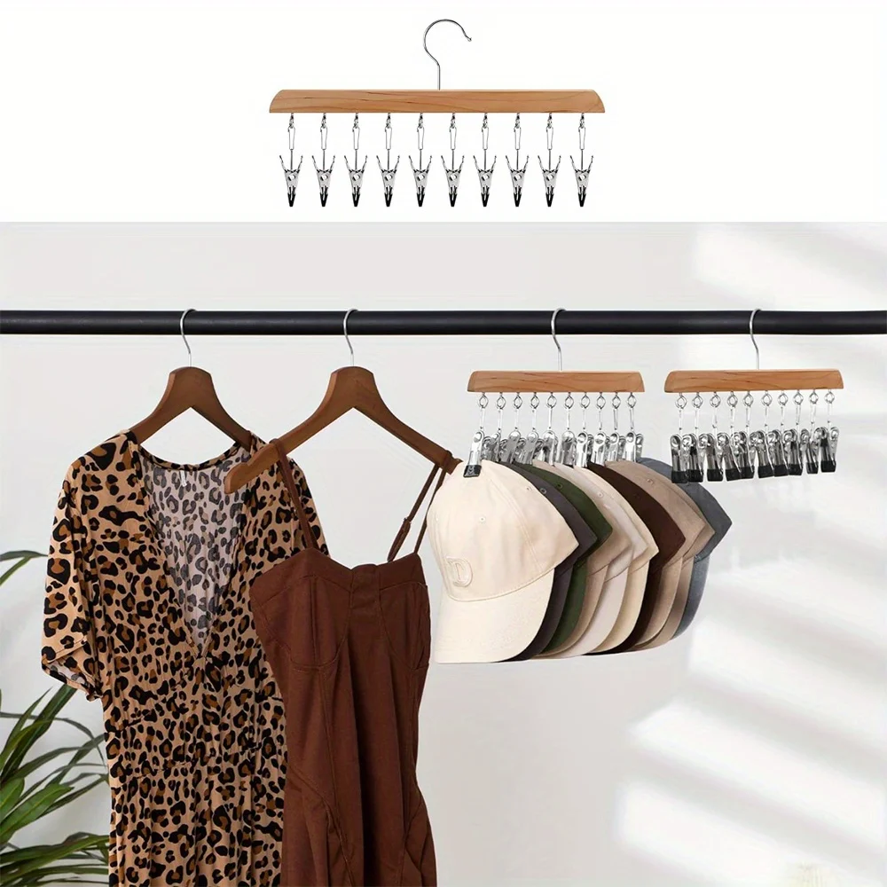 10 Clips Hanger Baseball Hat Rack Towel Hanger Clip Rustproof Closet Baseball Organizer Hanging Rack Stainless Steel Clips