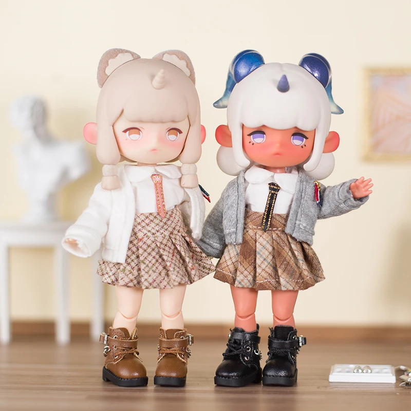 Ob11 Clothes Cute Knitted Sweater Cardigan Suit Skirt Uniform Boots for Obitsu11, GSC, P9, YMY, 1/12bjd Doll Clothes Accessories