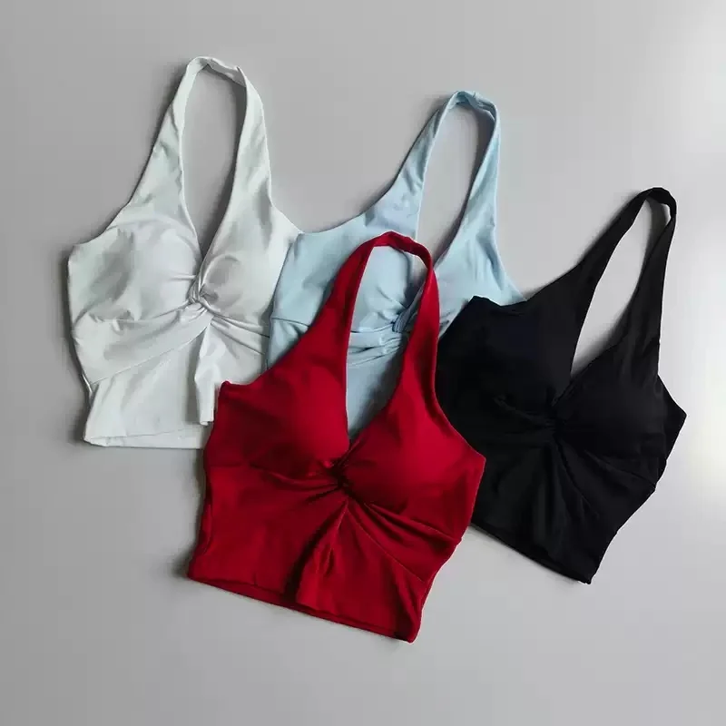 Sexy Sport-Bralette mit offenem Rücken und Neckholder-Ausschnitt für Damen, Push-Up-Yoga-BH mit integriertem Stützsystem für Pilates, Workout und als Alltagsbekleidung – Detail 3
