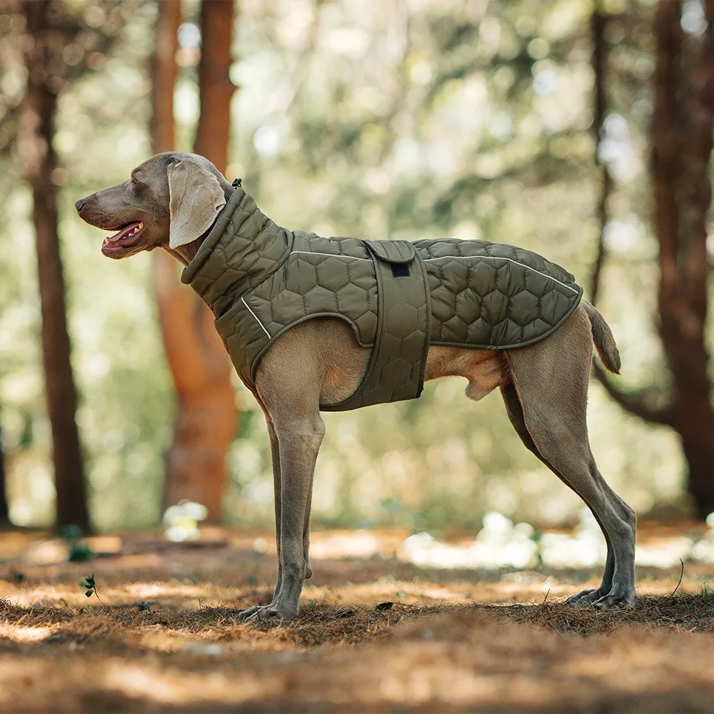 Reflective Strip Dog Winter Coat High-neck Design Fleece Lining Dog Vest Jacket Warm Thickened Winter Dog Clothes Outdoor