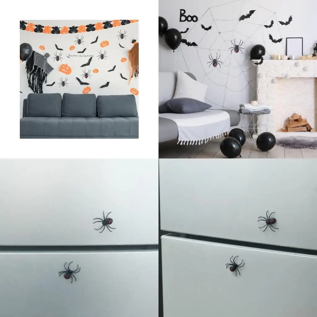 L74D Scary Crawling Spiders Refrigerator Decoration Sticker Pranks Gift