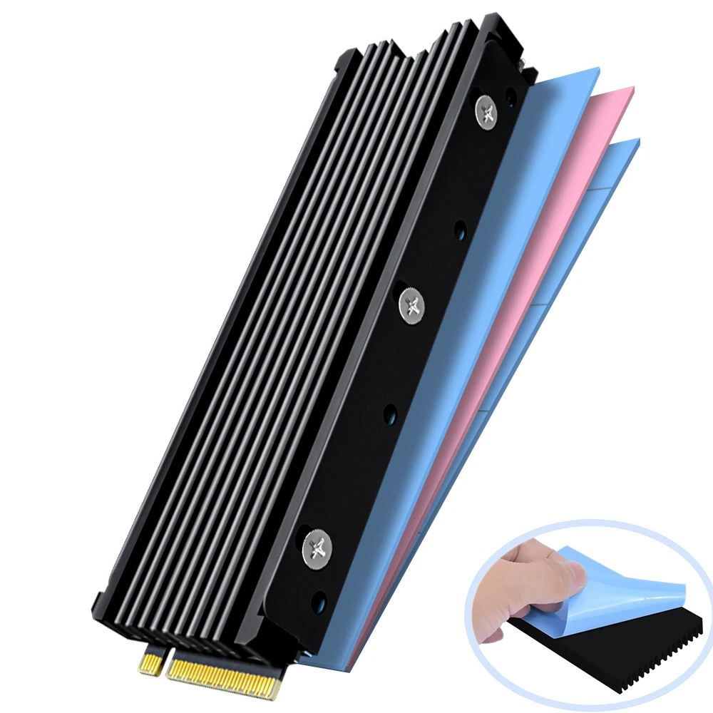 M.2 2280 SSD-koellichaam Ondersteuning PS5 PC, JEYI NVME NGFF 2280 SSD Dubbelzijdige koellichaamkoeling met thermische siliconen pads Koeler