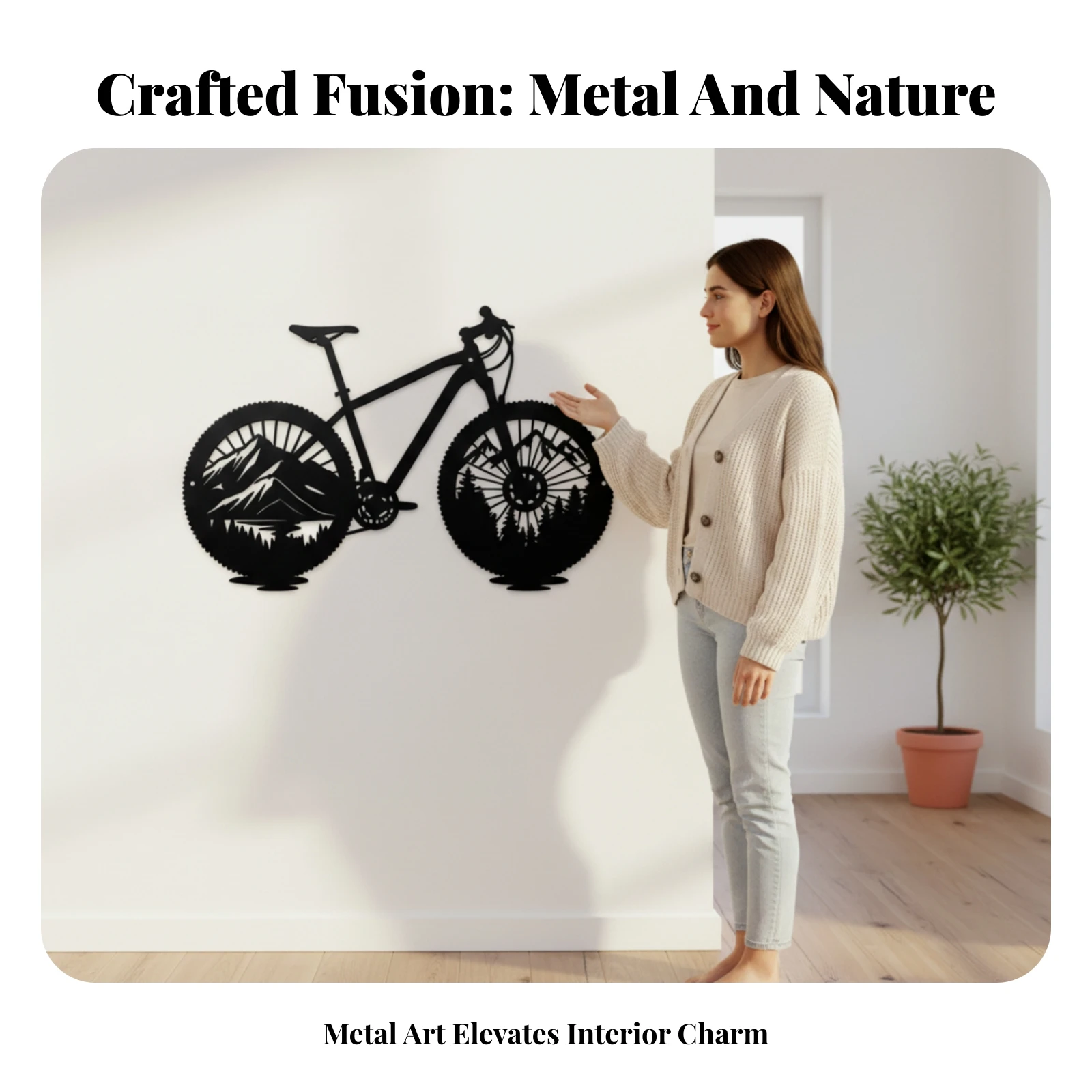 Metal Cycle Wall Decor Rust-Resistant Cycle Silhouette Wall Art Easy to Hang Mountain Cutout