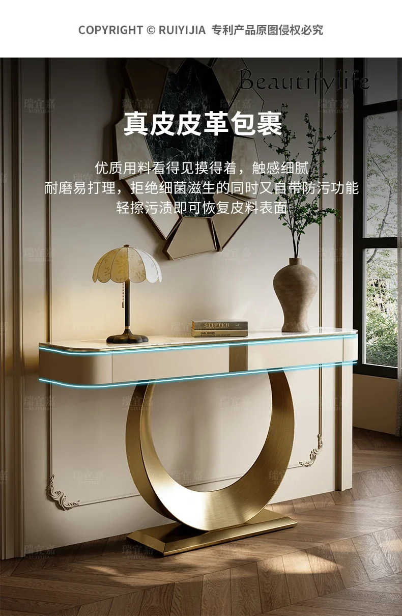 

yj32 The entrance table is against the wall, light luxury and high-end sense of entry is opposite the door, corridor slate stor