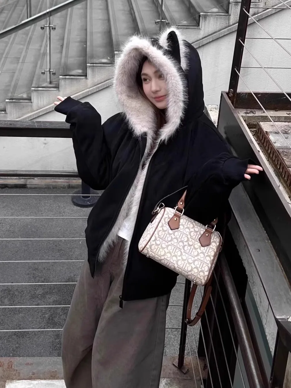 

Очень большая зимняя винтажная хлопковая куртка с замшевым воротником, молодежная модная верхняя одежда