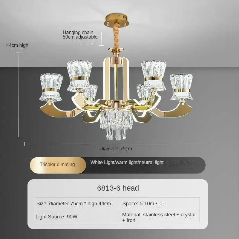 Ultra-bright Modern Luxury Crystal Living Room Chandelier Main  Villa Hall lamp Arm Luminous Lamps