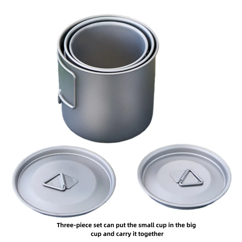 Titan-Campingbecher mit Klappgriff Leichter Tragbarer Outdoor-Becher Kochset Kochgeschirr für Wandern und Reisen – Detail 6