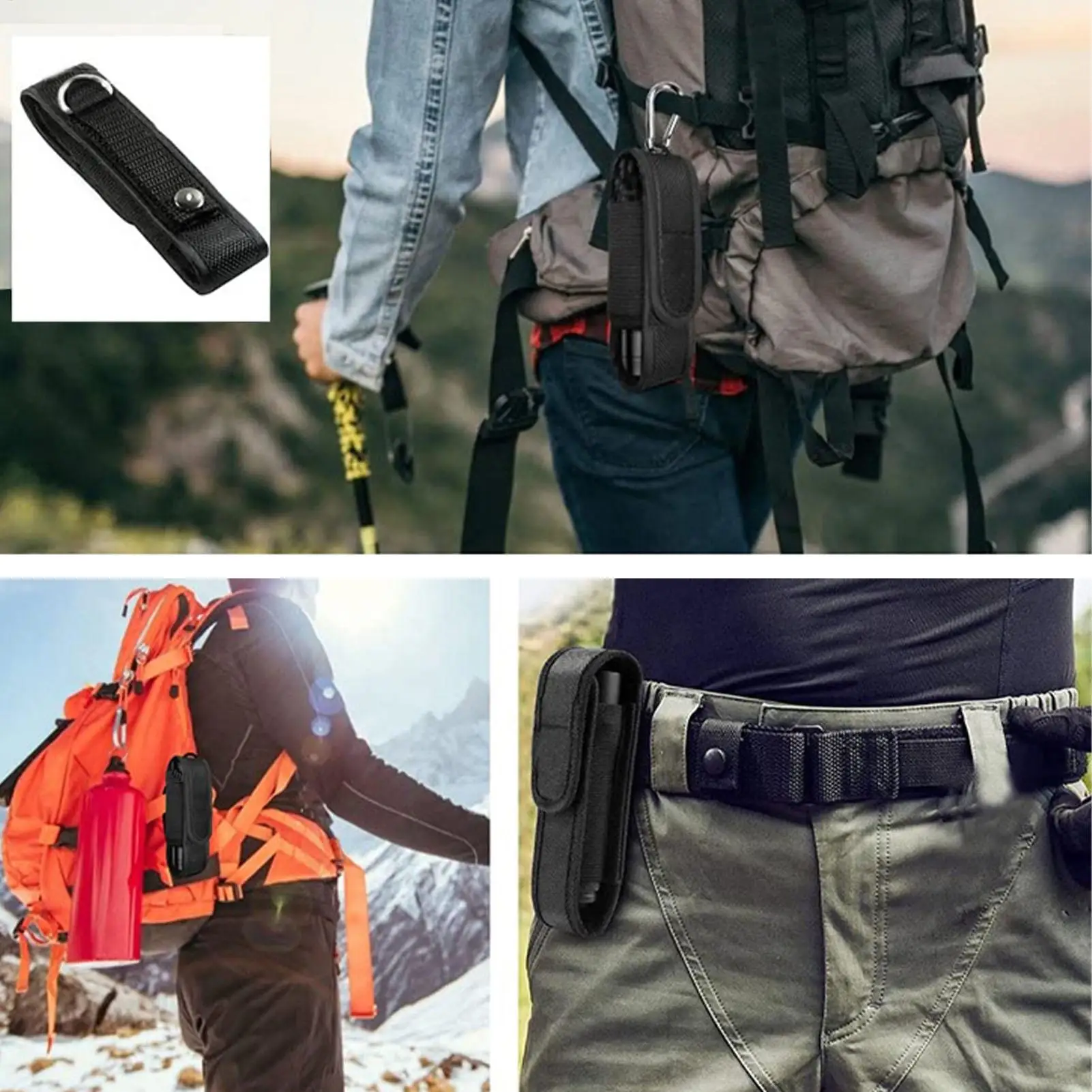 LED Flashlight Protective Case Outdoor Waist Flashlight Leather Cases Cycling Flashlight Storage Bag  for Outdoor Hiking Hunting view 4