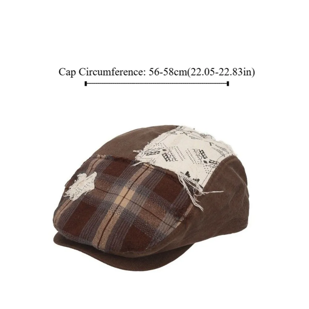Трендовый винтажный берет в клетку со звездами, американская универсальная кепка газетчика, коричневая кепка художника Y2k, пряная кепка для девочек