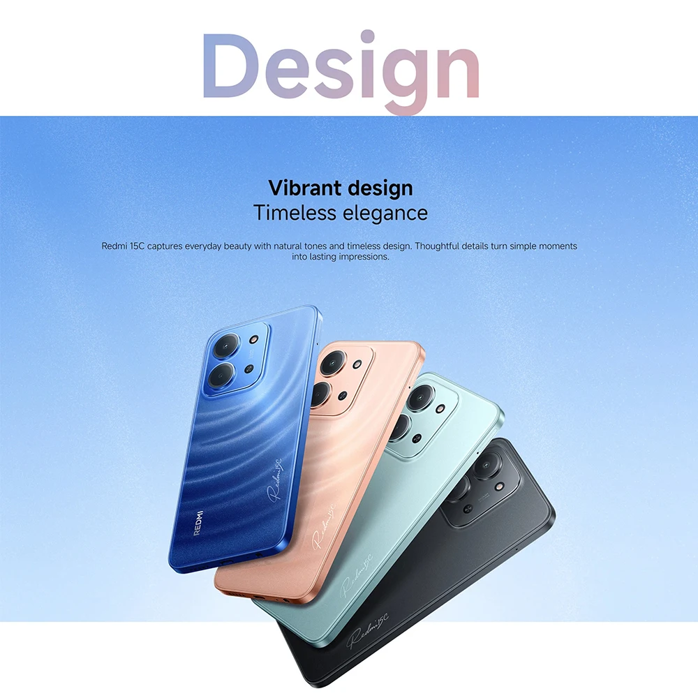 الإصدار العالمي Redmi 15C 4GB 256GB 6.9 "عرض 33W FastCharging 6000mAh 120HZ USB Type-C تسجيل الفيديو 1920x1080px NFC