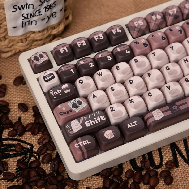 Keycaps Coffee Beans Theme 131Keys MOA Set Tinggi Untuk Keyboard Mekanis