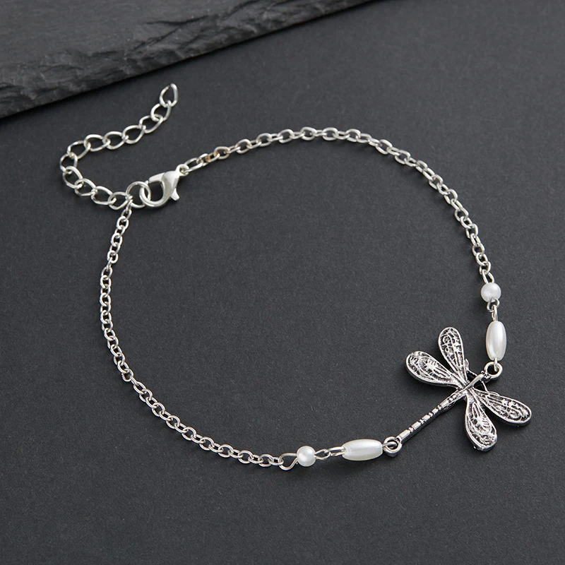 Vintage Cute Dragonfly Pendant Anklet for Men and Women Summer Beach Party Jewellery Accessories Holiday Exquisite Gifts