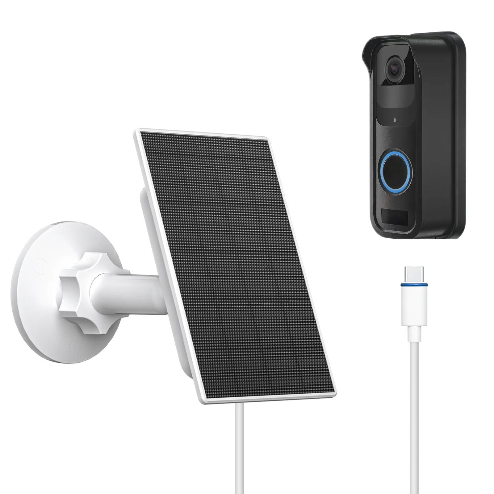 2W Solar Panel Charger Kit For Blink Video Doorbell 2021-2023 Version With 2.2M Cable Outdoor and Homes Solar Charging Accessory