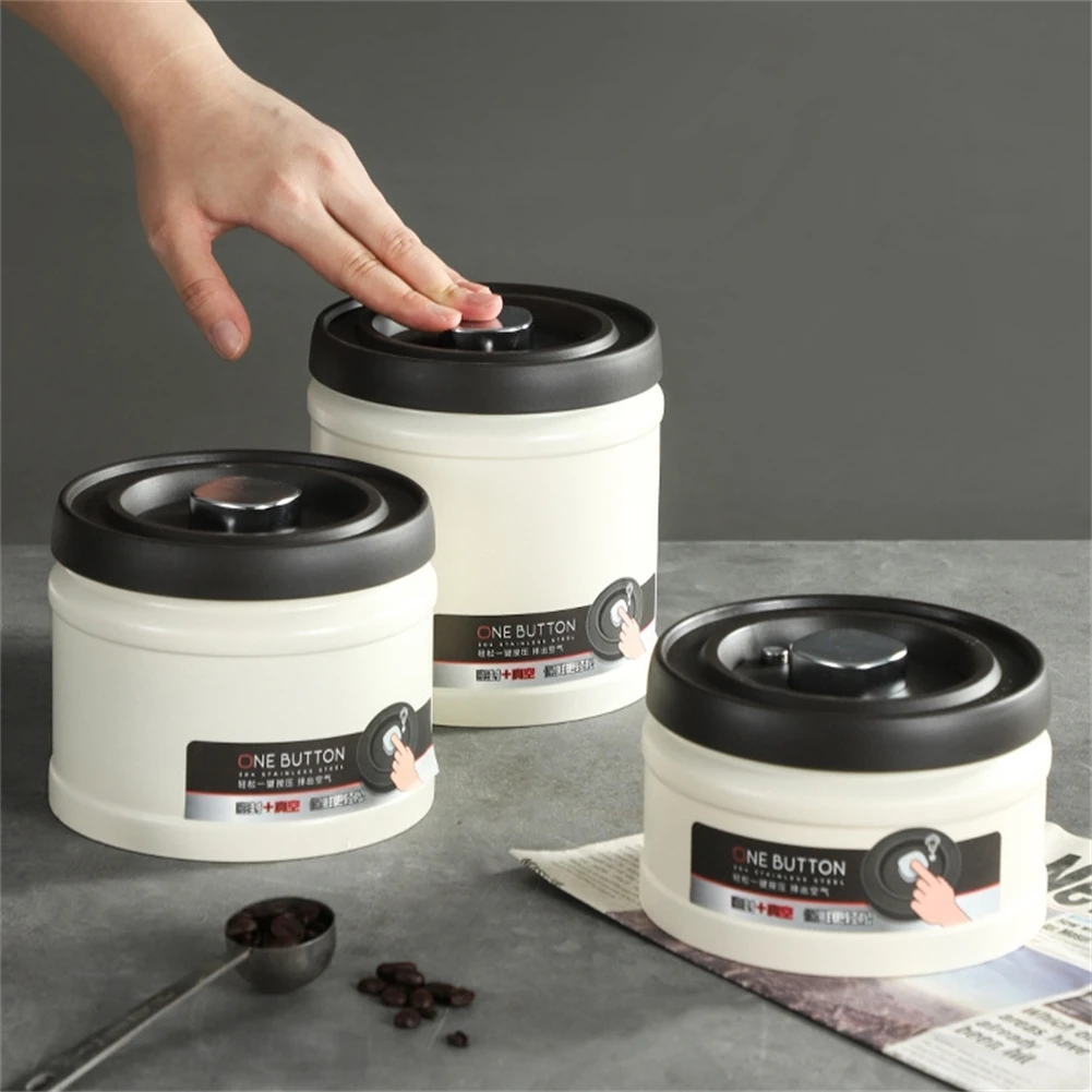 304 Stainless Steel Silver/White Storage Container Moisture-proof Vacuum Sealing Container For Coffee Beans And Tea Storage