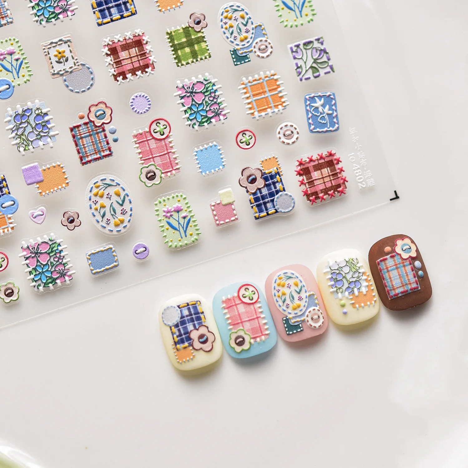 5D Embossed Nail Stickers Spring Flower Cloth Morning Glory Figure Thread Adhesive Nail Art Stickers 3D Manicure Accessories DIY