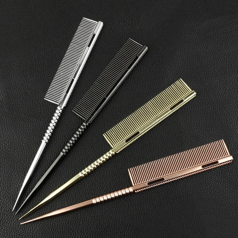 New Design Rat Tail Aluminium Styling Comb Professional Barber Heat Resistant Men Hair Combs Salon Hairdresser Tools For Women