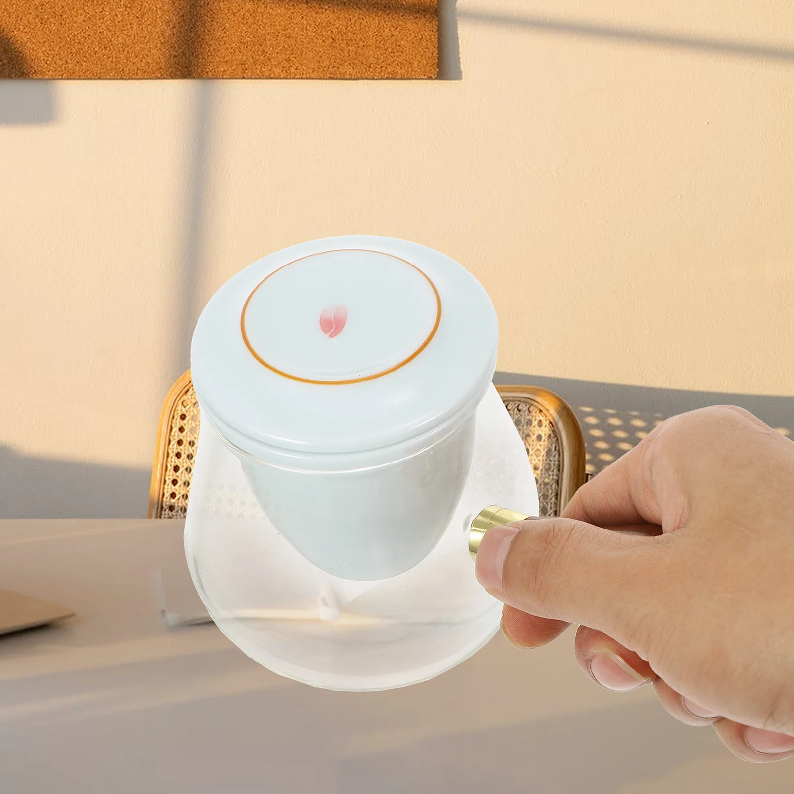 

Side Pot Glass Teapot with Wood Handle Teapots Painting Handmade Chinese Retro Gongfu Kettle Teaware